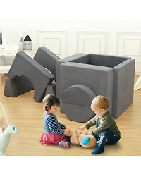 gaomon 8 Pcs Kids Play Couch Kids Convertible Play Fort 8 in 1 Multifunctional Couch for Playing Creativing Sleeping Large Imaginative Play Couch Sofa
