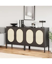 gaomon Set of 2 Buffet Cabinets with Fluted Glass Doors, Modern Accent Storage Sideboard, 31.5" Console Cabinet for Dining Room, Living Room, Entryway