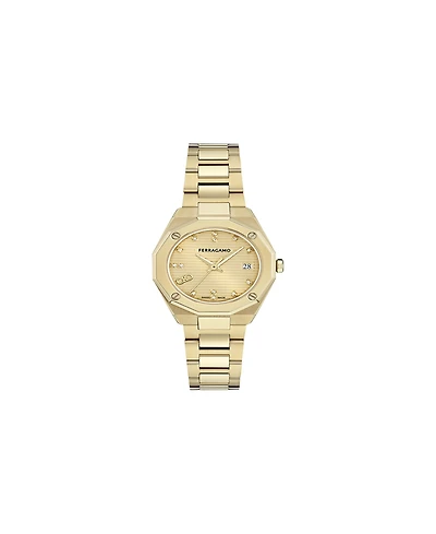 Ferragamo Women's Gold Stainless Steel Bracelet Watch, 28mm