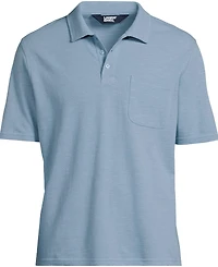 Lands' End Men's Short Sleeve Cotton Linen Polo Shirts