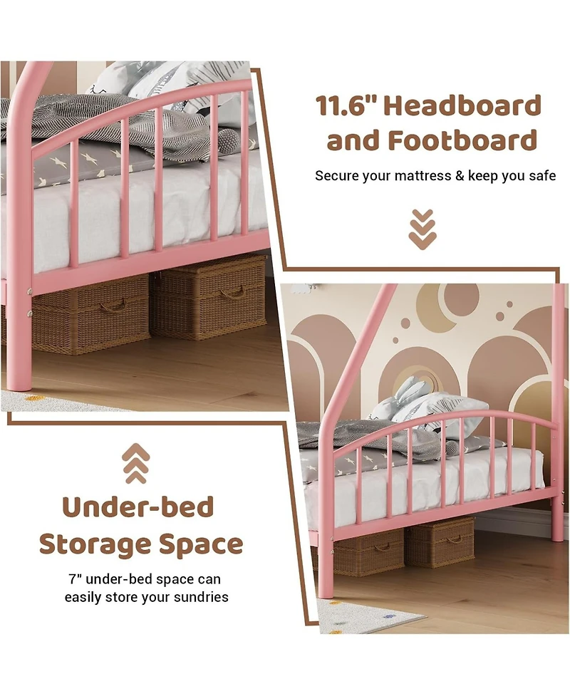 gaomon Twin Over Full Metal Bunk Bed with Ladder & Guardrail, Heavy Duty Steel Frame