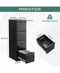 gaomon 4 Drawer File Cabinet with Lock, Metal Filing Cabinets, Vertical Small Filing Cabinet Steel Lockable Storage Cabinets for Home Office