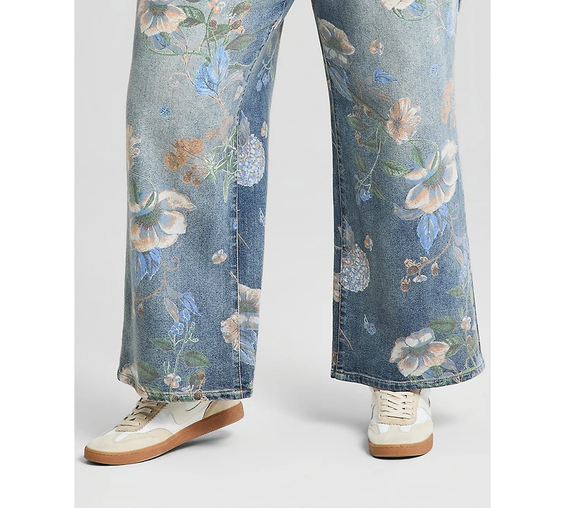 And Now This Trendy Plus Painted Floral Print Jeans, Macy's Exclusive