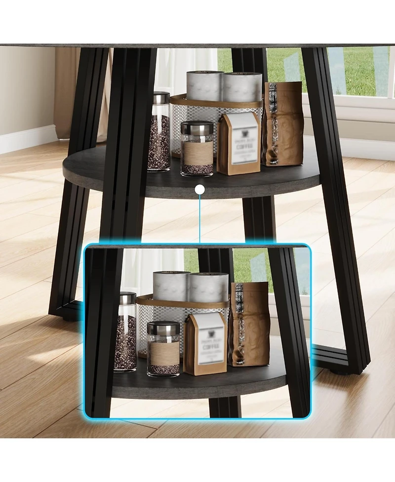 gaomon 47.2" Round Dining Table for 4-6, Farmhouse Kitchen Table with Storage, Circle Table