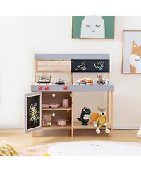 Gymax Kids Kitchen Playset Toy Outdoor Wooden Kid's Play Kitchen for Girls Boys 3 Plus