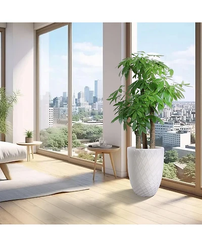 Large 17-Inch Handmade Ceramic Planter Pot,Breathable Teal Outdoor & Indoor Plant Pot for Fiddle Leaf Fig, Monstera, Trees