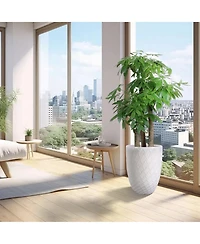 Large 17-Inch Handmade Ceramic Planter Pot,Breathable Teal Outdoor & Indoor Plant Pot for Fiddle Leaf Fig, Monstera, Trees