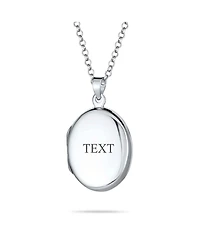 Bling Jewelry Simple Plain Oval Keepsake Photo Lockets Necklace Pendant .925 Silver Sterling Large