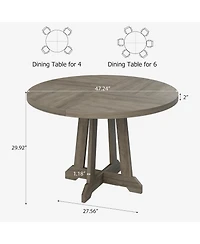gaomon 47" Round Dining Table for 4, Farmhouse Kitchen Table for Home Dining Room