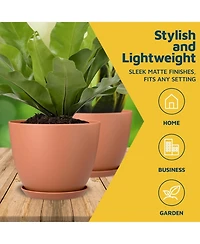 Lifemaster 15-pack terracotta plant pots with drainage & saucers, stackable, weatherproof for indoor/outdoor plants & flowers