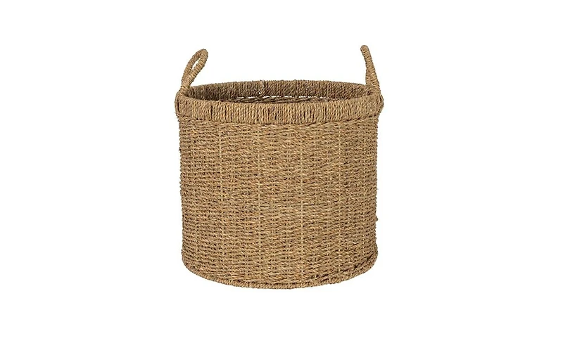Household Essentials Round Seagrass Basket with Handles, Natural