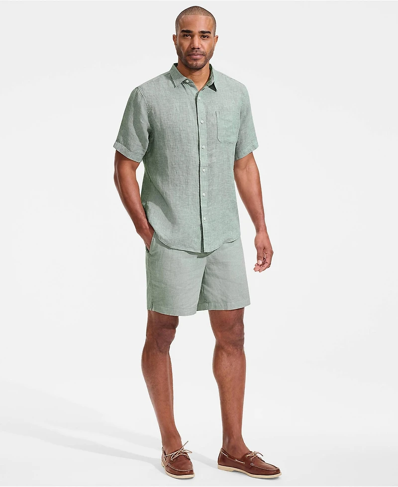 Lands' End Men's 7" Linen Blend Pull On Deck Short