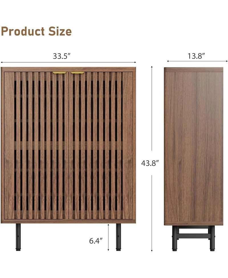 gaomon Narrow Freestanding 6-Tier Wooden Shoe Cabinet with Louvered Doors