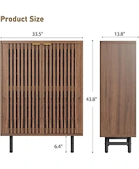 gaomon Narrow Freestanding 6-Tier Wooden Shoe Cabinet with Louvered Doors