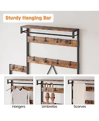 gaomon Solid Wood Parent-Child Hall Tree Coat Rack with Bench and Shoe Storage