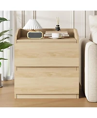 gaomon Nightstand with Drawers - Bedside Table Wood End Table with Storage Modern Bed Side Table 2 Drawers Night Stand Wide End Table