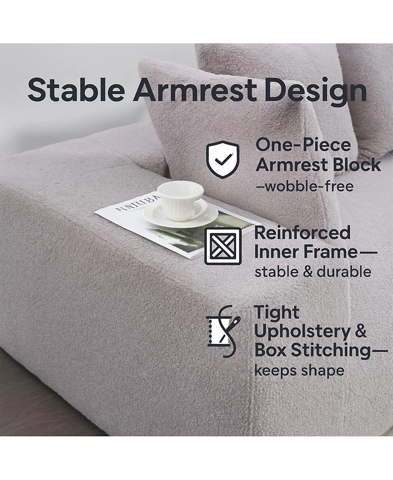 Streamdale Furniture Modern Gray Fabric Sofa with Plush Cushions and Pet-Friendly Design