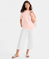 Style & Co Women's Printed Boat-Neck Elbow-Sleeve Top, Macy's Exclusive