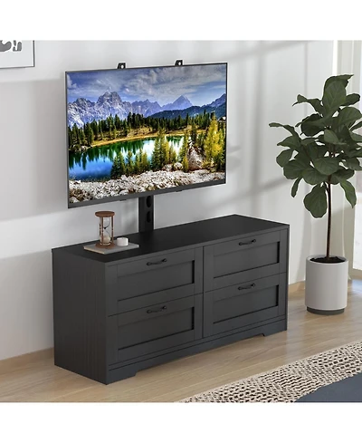 gaomon Tv Stand, Mount for 32/45/55/65/75/80 inch TVs, Entertainment Center w/ 4 Drawers Storage, Wood Media Console Tables Bed,Living Room