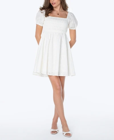 Celebrity Pink Juniors' Cotton Eyelet Babydoll Dress