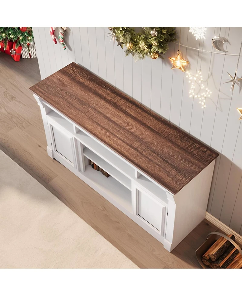 gaomon 58" Farmhouse Tv Stand for TVs up to 65", Entertainment Center, Open Storage Cabinets, Media Console
