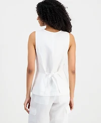 Charter Club Women's Linen V-Neck Button-Front Vest, Macy's Exclusive