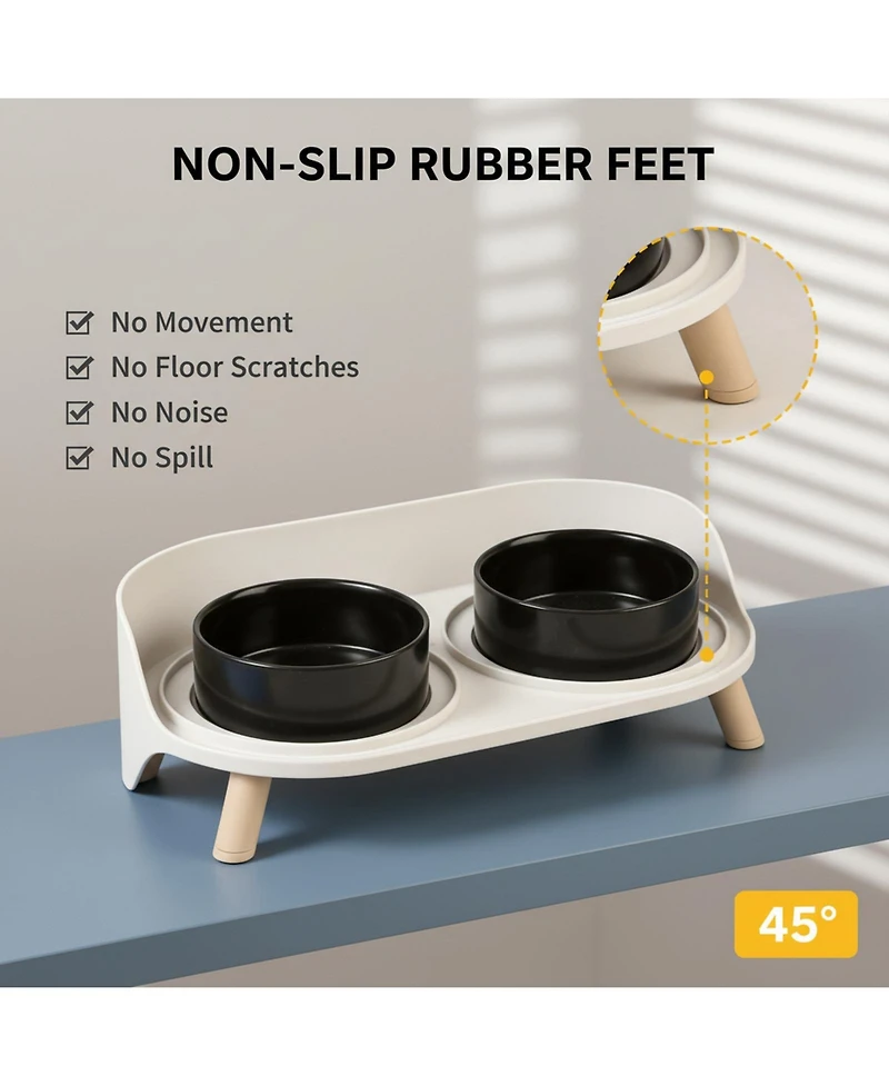Aronkl Elevated Ceramic Dog Bowl Set with Stand Splash Proof Raised Dishes for Food Water Ideal Small Medium Dogs