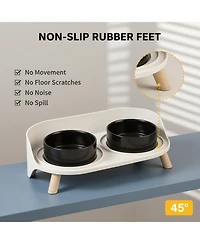 Aronkl Elevated Ceramic Dog Bowl Set with Stand Splash Proof Raised Dishes for Food Water Ideal Small Medium Dogs
