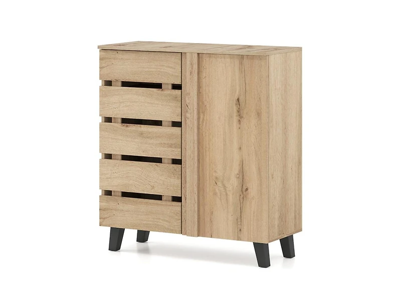 Slickblue 4-Tier Shoe Cabinet with 2 Louvered Doors Storage Organizer