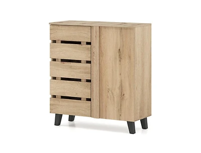 Slickblue 4-Tier Shoe Cabinet with 2 Louvered Doors Storage Organizer