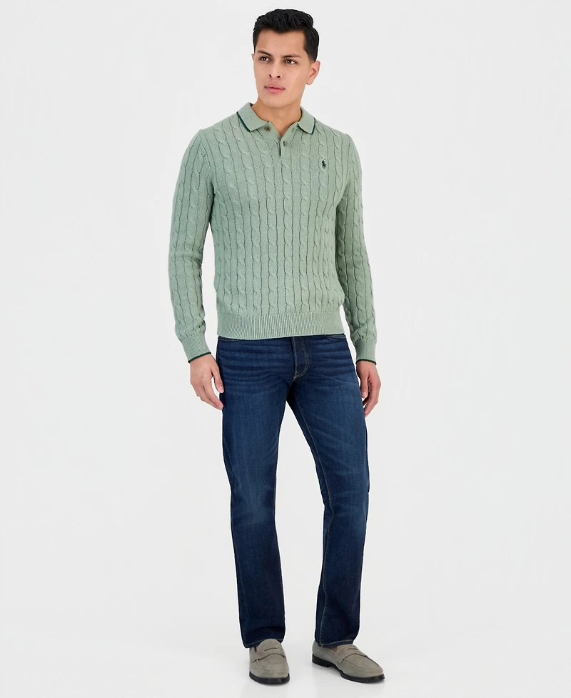 Polo Ralph Lauren Men's Cable-Knit Cotton Polo Collar Sweater