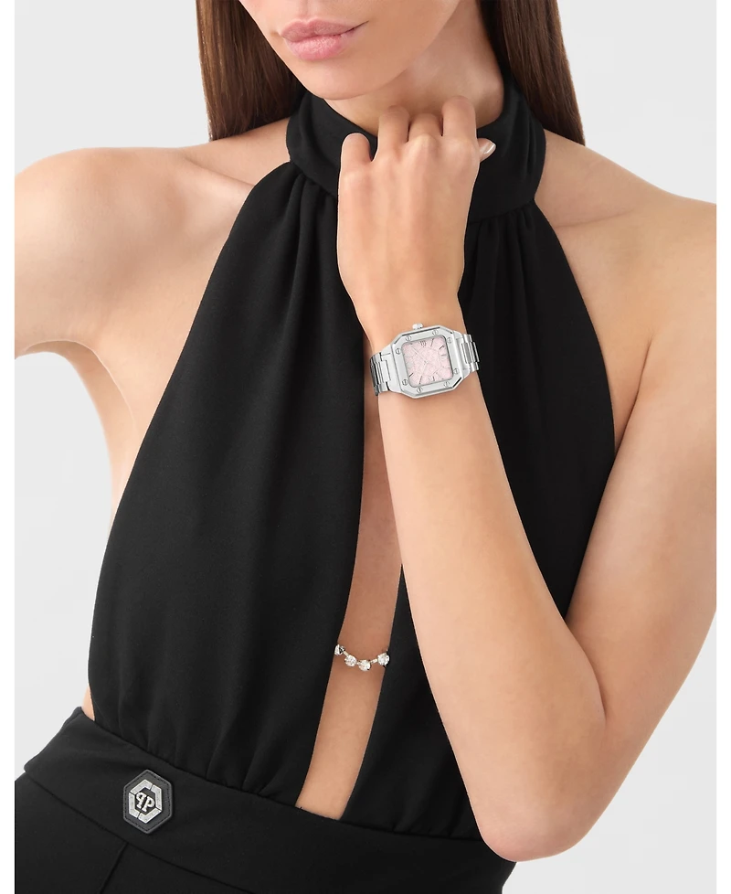 Philipp Plein Women's Plein Edge Silver Stainless Steel Bracelet Watch, 34mm