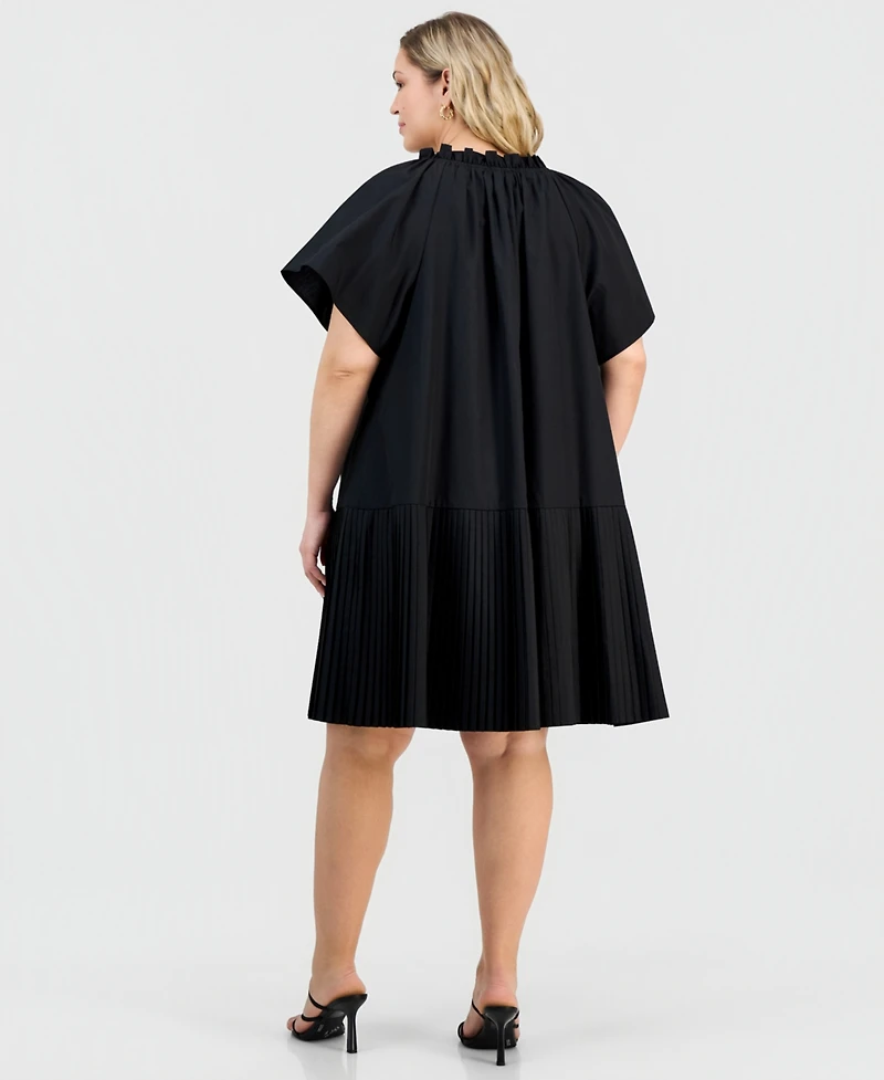 Robbie Bee Plus Pleat-Hem Puff-Sleeve Dress