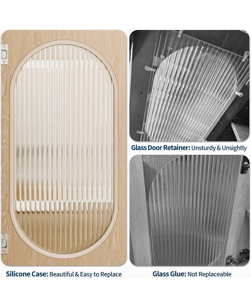 gaomon Sideboard Buffet Cabinet with Fluted Glass Doors & 3 Drawers