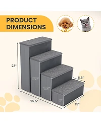 Gymax 4-Step Dog Stairs w/Adjustable Steps for High Beds Sofas for Small and Medium Dogs