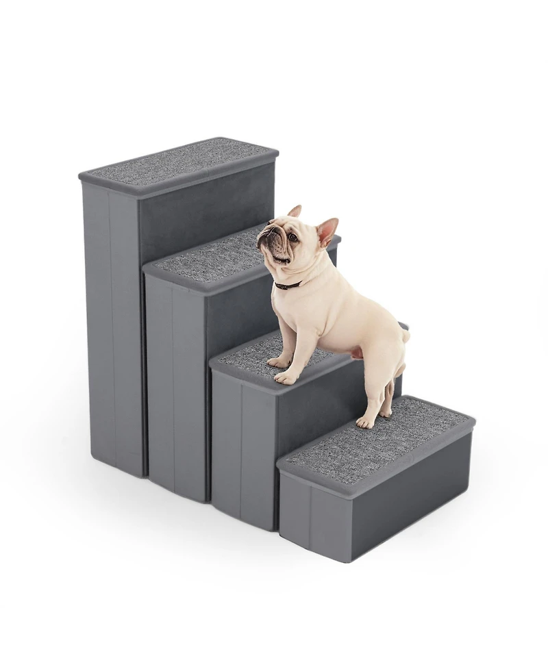 Gymax 4-Step Dog Stairs w/Adjustable Steps for High Beds Sofas for Small and Medium Dogs