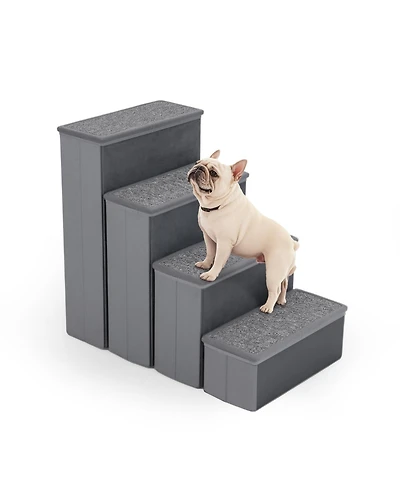 Gymax 4-Step Dog Stairs w/Adjustable Steps for High Beds Sofas for Small and Medium Dogs