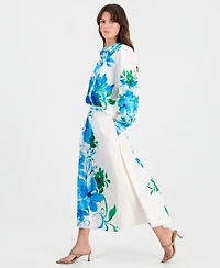 T Tahari Women's Placed-Floral Pull-On Midi Skirt