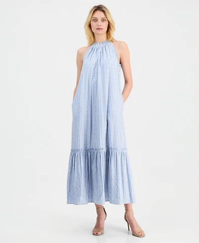 T Tahari Women's Halter Neck A-Line Maxi Dress