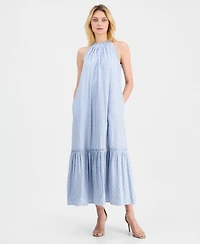 T Tahari Women's Halter Neck A-Line Maxi Dress