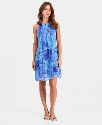 Robbie Bee Petite Printed Sleeveless Trapeze Dress