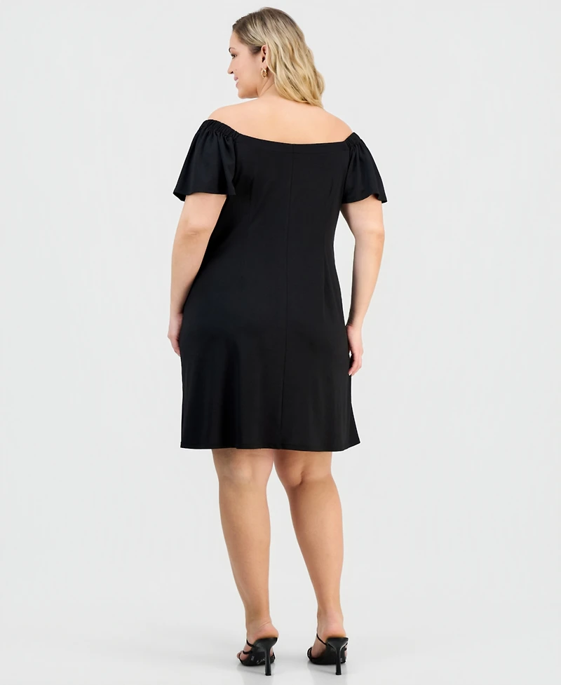 Robbie Bee Plus Off-The-Shoulder Crepe Shift Dress