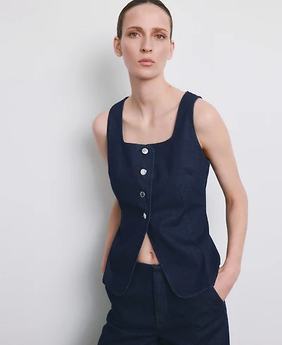 Mango Women's Buttoned Denim Top