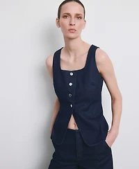 Mango Women's Buttoned Denim Top