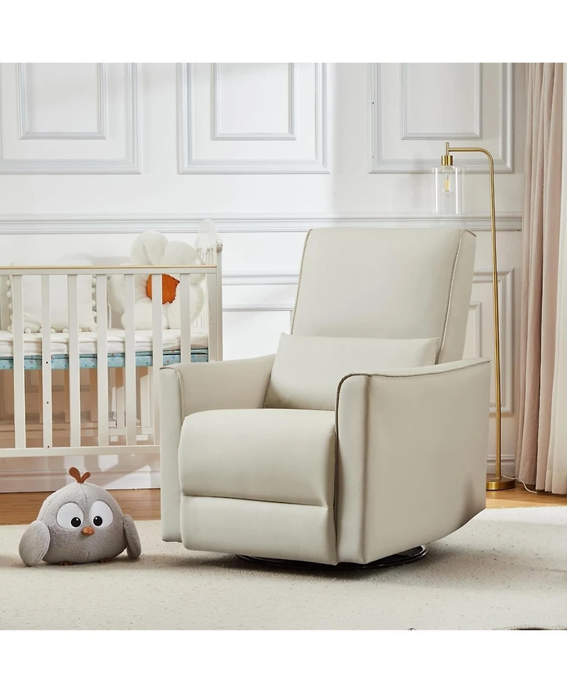 gaomon Ergonomic Swivel Rocking Recliner, Manual Pu Leather Glider, High Back, Padded Armrests, Sofa for Living Room