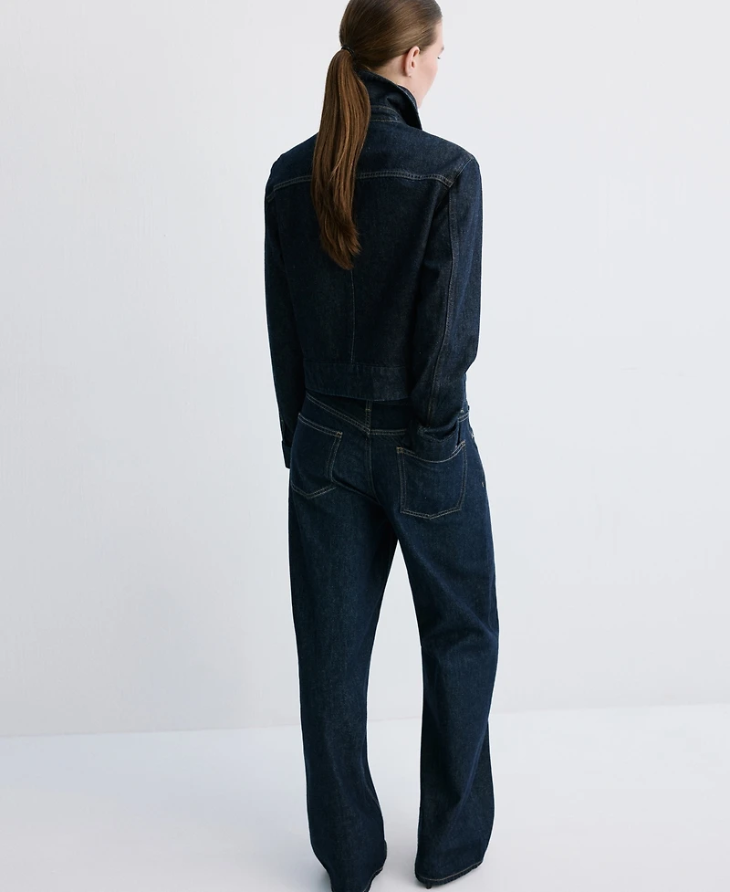 Mango Women's Pockets Fitted Denim Jacket