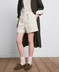 Mango Women's Elastic Waist Cotton Shorts