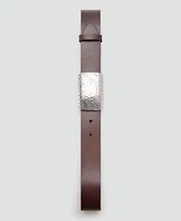 Mango Women's Engraved Buckle Leather Belt