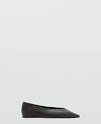 Mango Women's Flat Leather Pointed Toe Shoes