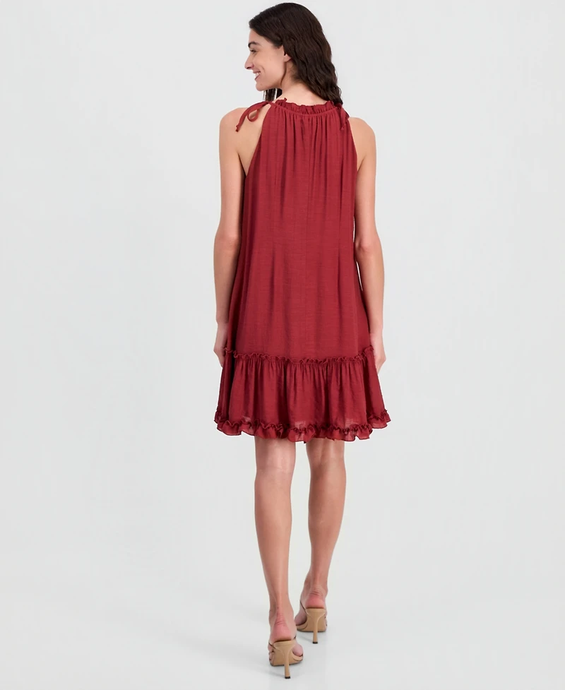 Robbie Bee Women's Tiered Ruffled-Neck Dress